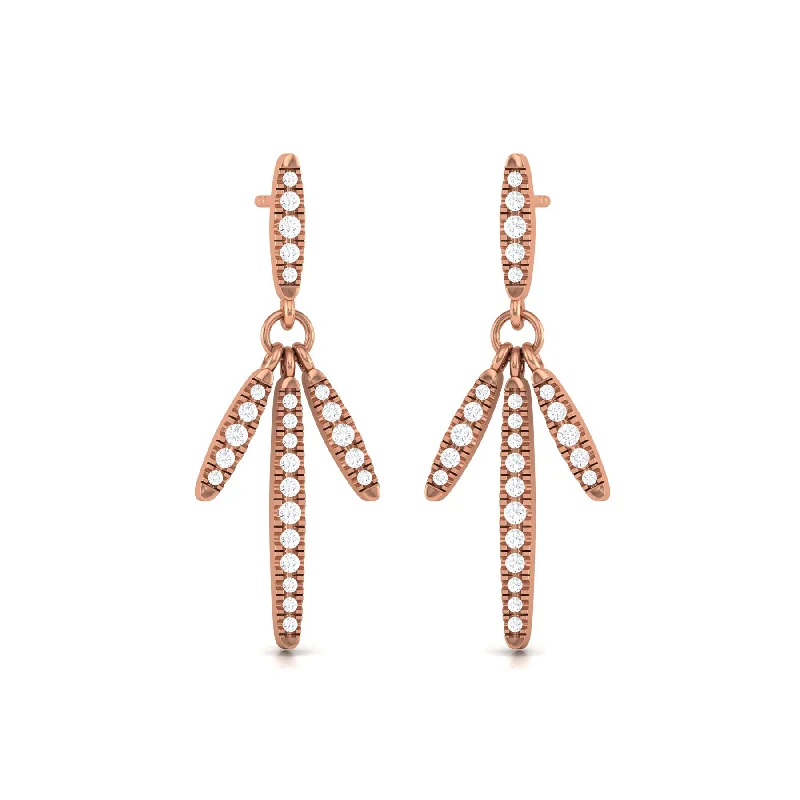 Women’s trendy hoop earrings-Minimalist Diamond Bar Stud Earrings