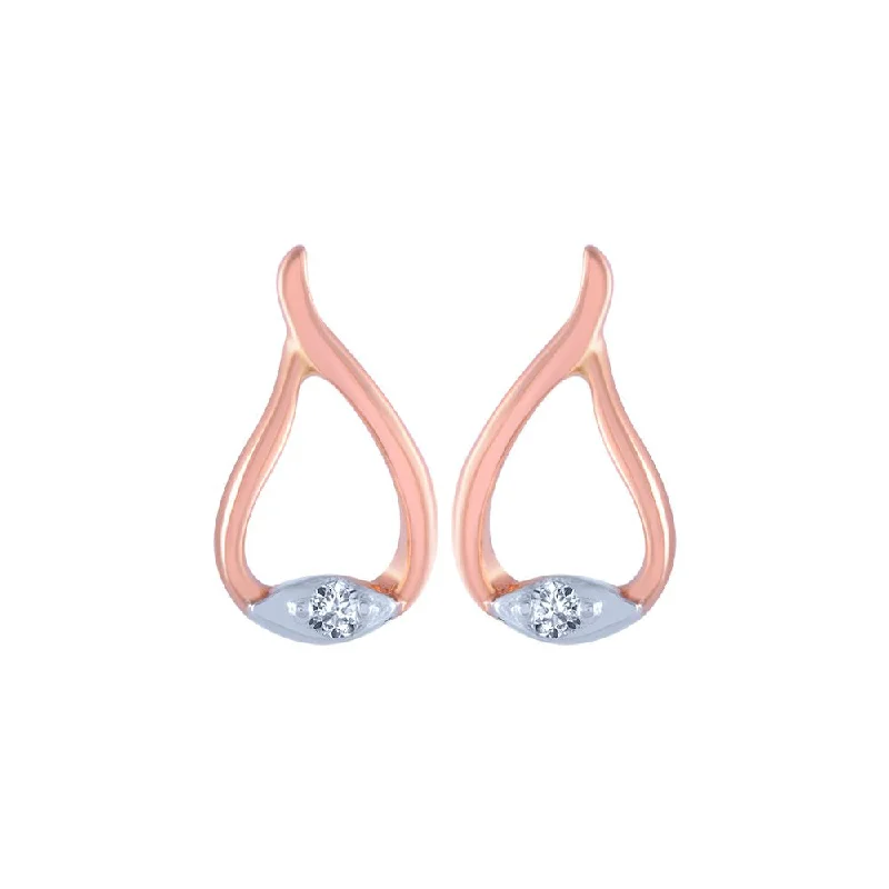 Women’s gold hoop earrings-14k (585) Rose Gold And Diamond Stud Earrings For Women