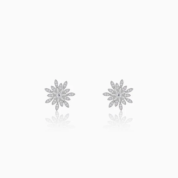 Women’s fashionable earrings-Silver Classic Flower Romance Earrings