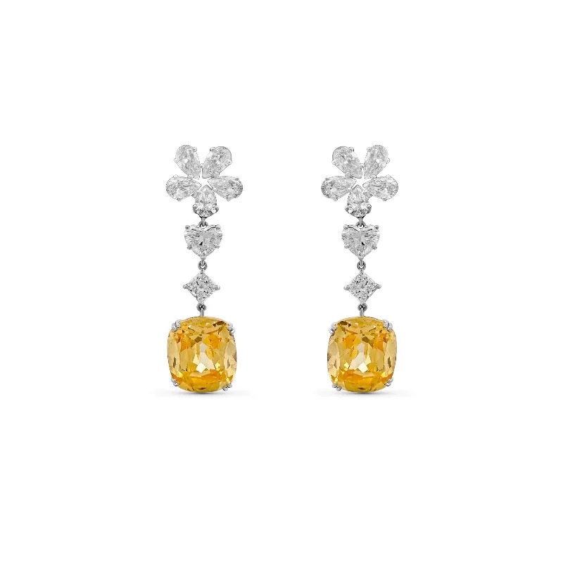 Women’s turquoise earrings-Diamond Earrings 7.81 cts TW Yellow Cl Stone 42.83 cts