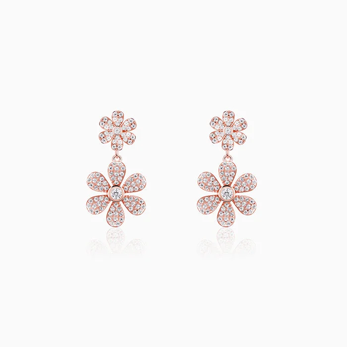 Women’s fancy earrings-Rose Gold Stunning Flower Earrings