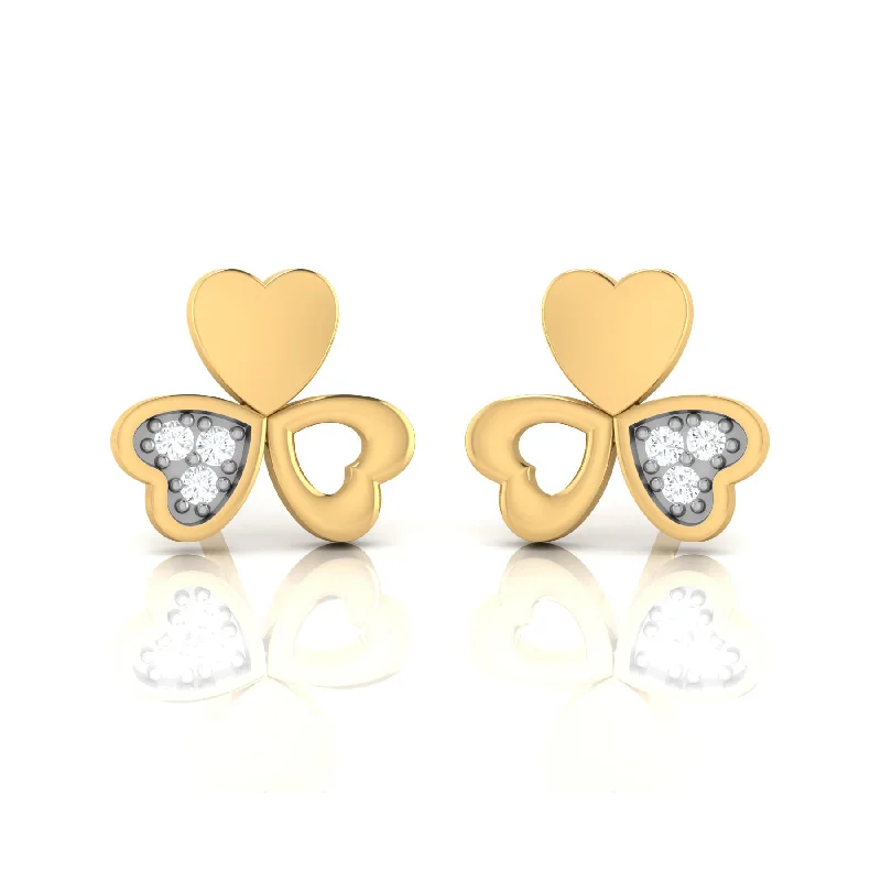 Women’s crystal earrings-Triple Heart Daily Studs