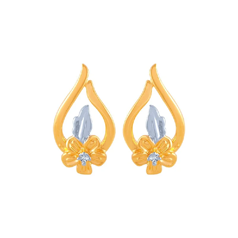 Women’s cute earrings-14k (585) Yellow Gold And Diamond Stud Earrings For Women