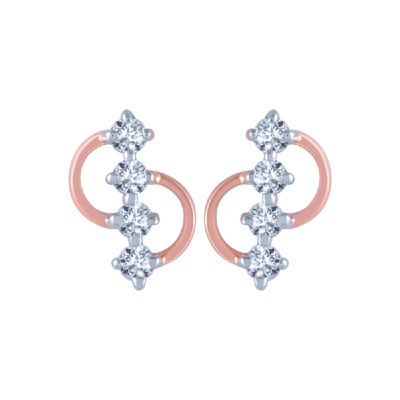 Women’s celestial earrings-14k (585) Rose Gold And Diamond Stud Earrings For Women