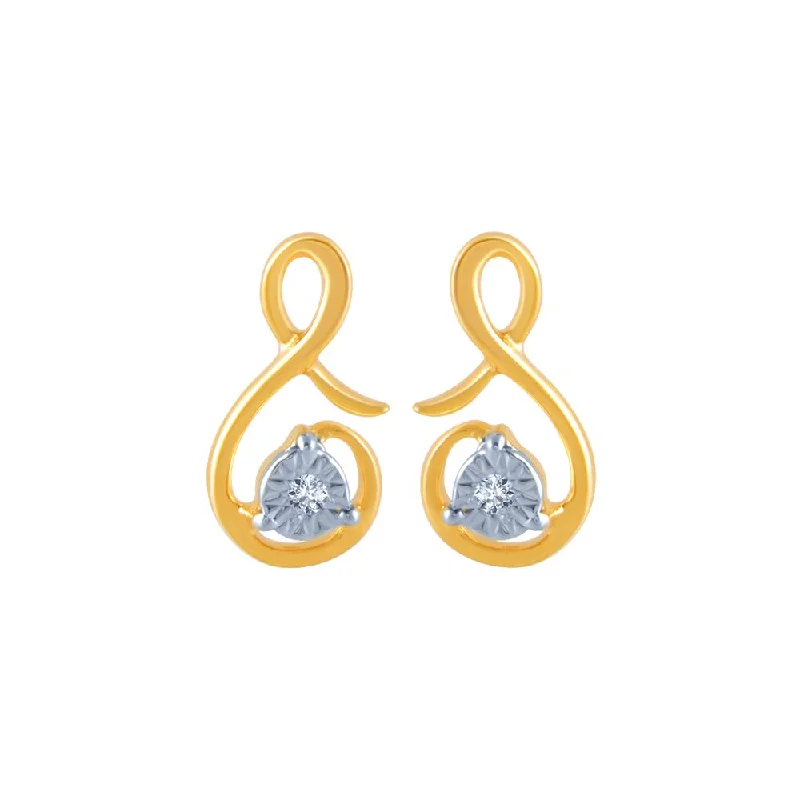 Women’s sparkly earrings-14k (585) Yellow Gold And Diamond Stud Earrings For Women