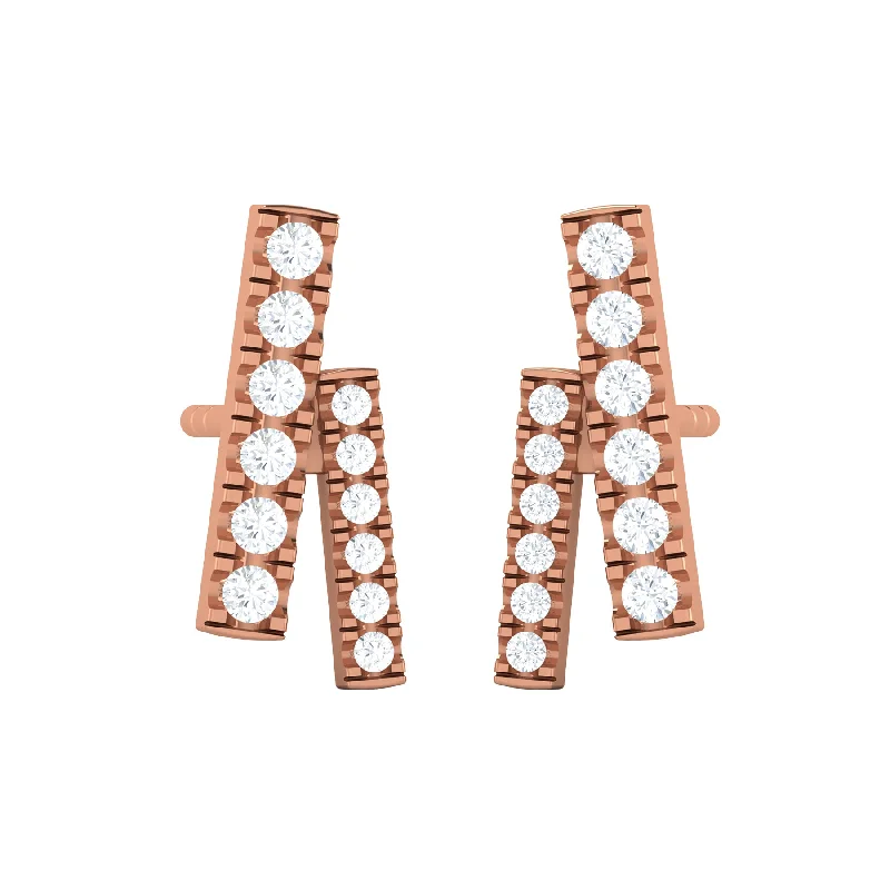 Women’s stackable earrings-Artistic Twin Bar Stud Earrings