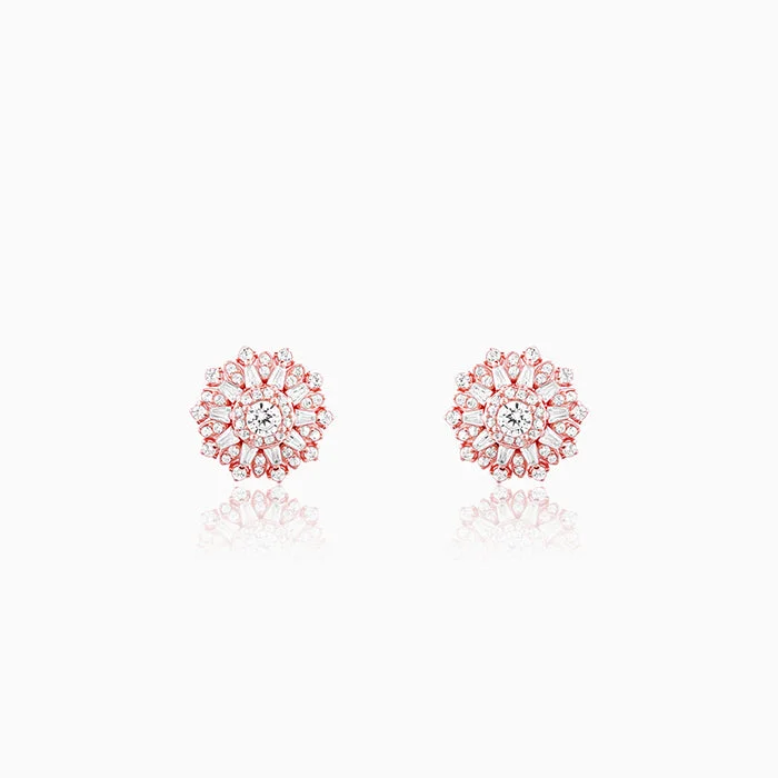 Women’s geometric earrings-Rose Gold Floral Work Earrings