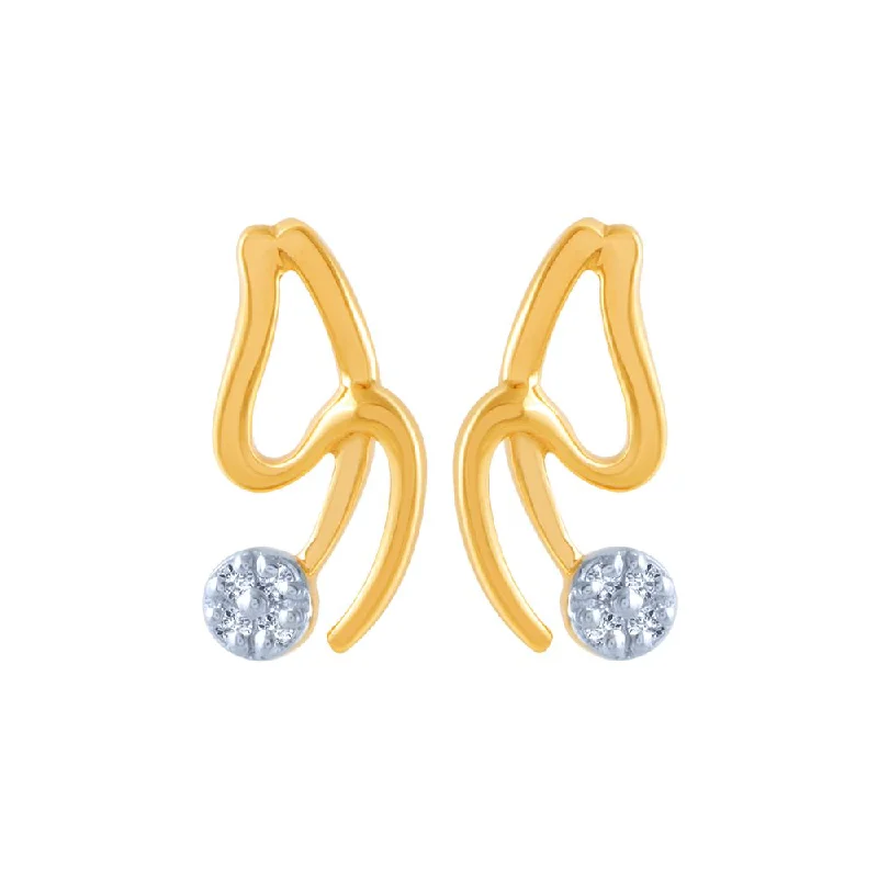 Women’s geometric earrings-14k (585) Yellow Gold And Diamond Stud Earrings For Women