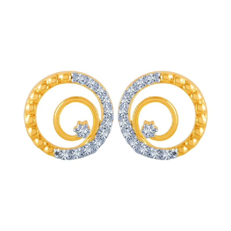 Women’s elegant hoop earrings-14k (585) Yellow Gold And Diamond Stud Earrings For Women