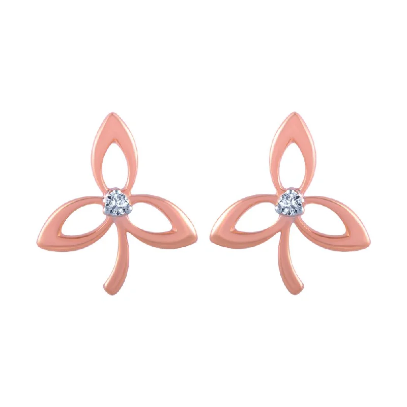 Women’s gemstone earrings-14k (585) Rose Gold And Diamond Stud Earrings For Women