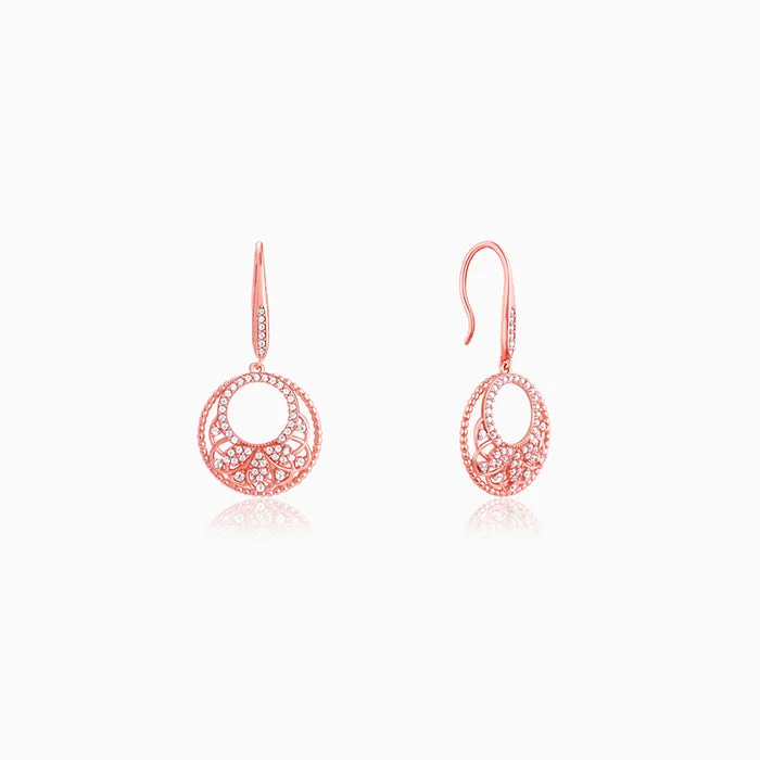 Women’s flower stud earrings-Rose Gold Crescent Affair Earrings