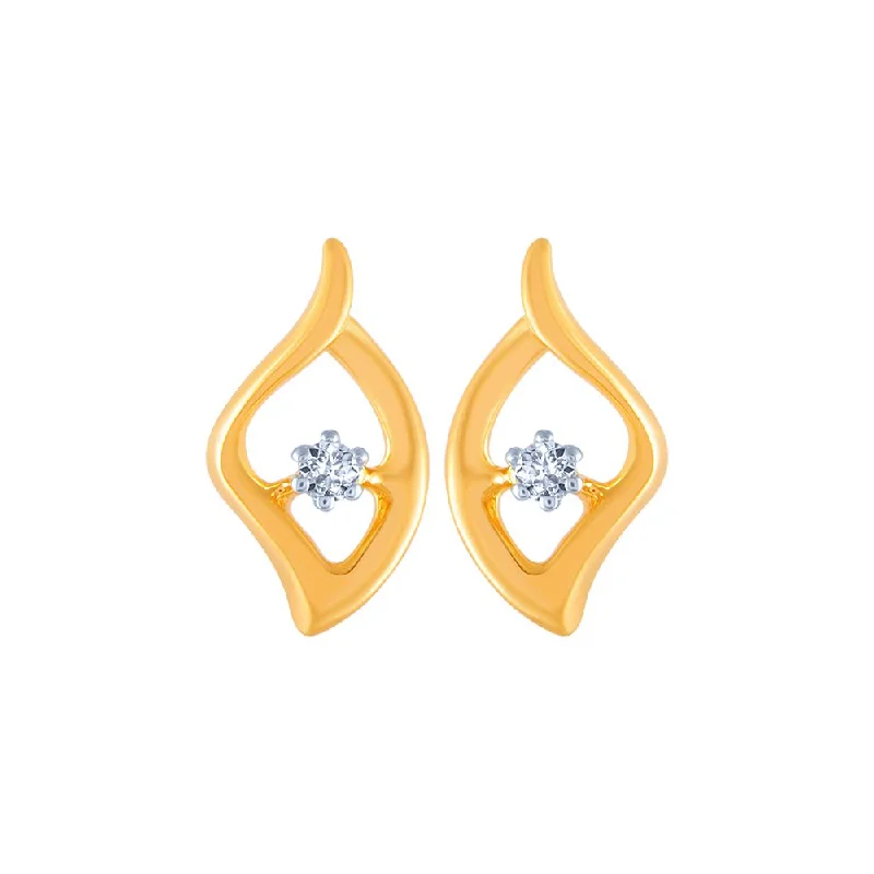 Women’s pearl earrings-14k (585) Yellow Gold And Diamond Stud Earrings For Women