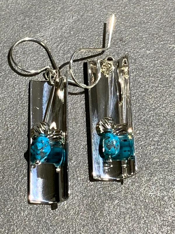 Women’s modern hoop earrings-Jeremy Harrison Navajo Turquoise Sterling Silver Earrings