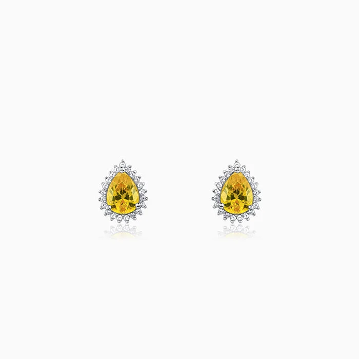 Women’s silver hoop earrings-Silver Yellow Drop Earrings