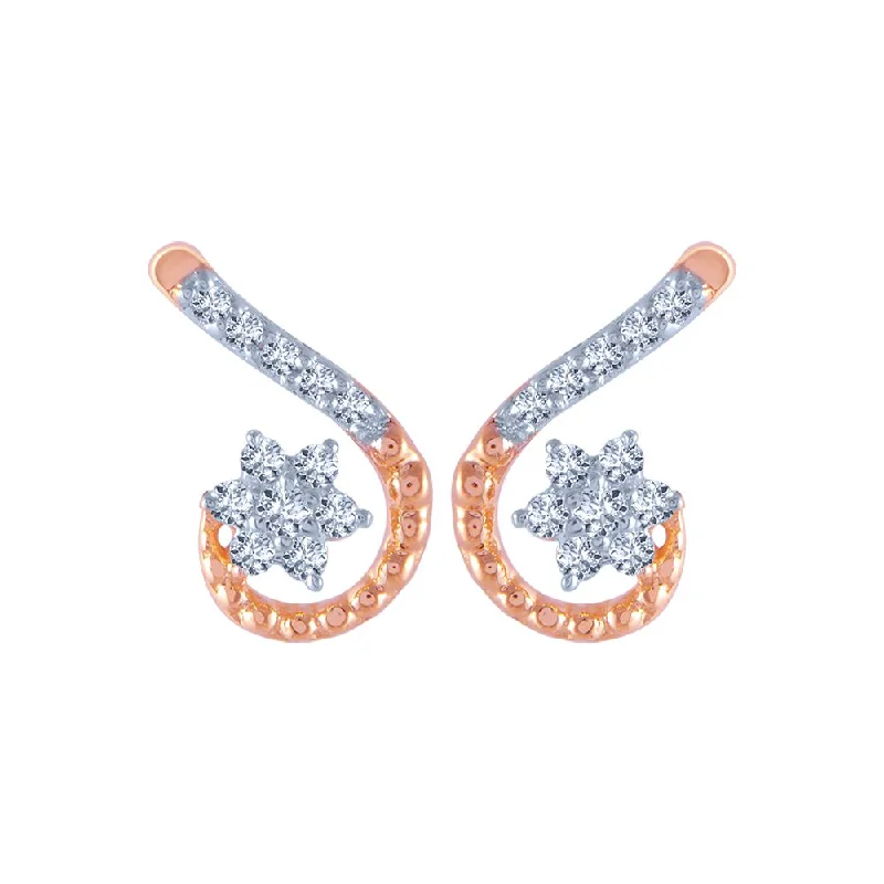 Women’s luxury earrings-14k (585) Rose Gold And Diamond Stud Earrings For Women