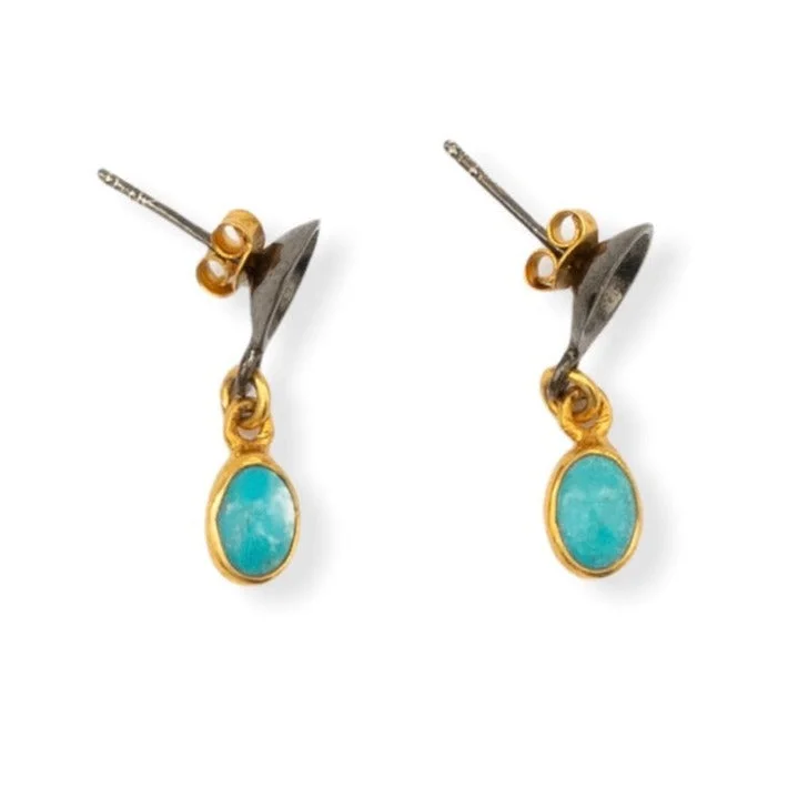 Women’s diamond stud earrings-Black Turquoise Earring