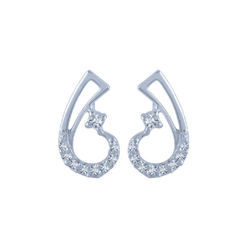 Women’s sparkling hoop earrings-14k (585) White Gold And Diamond Stud Earrings For Women