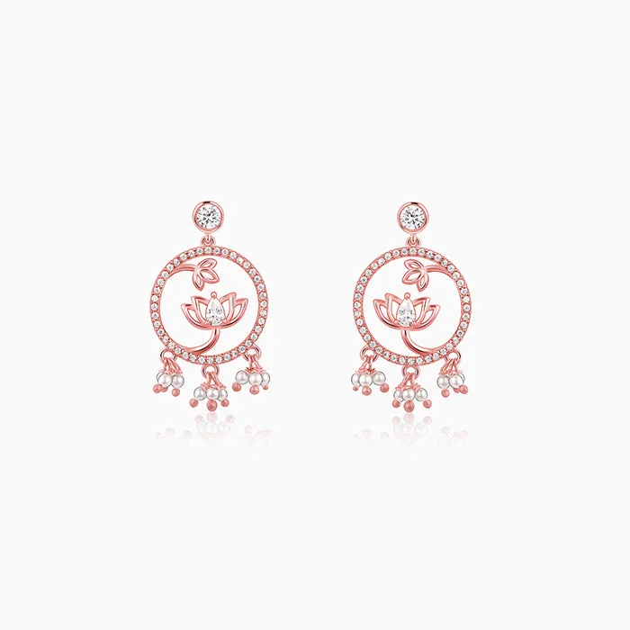 Women’s minimalist earrings-Rose Gold Blooming Lotus Earrings