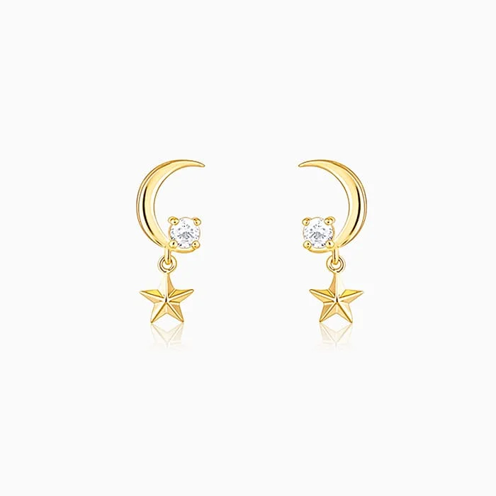 Women’s pearl earrings-Golden Moon-Star earrings