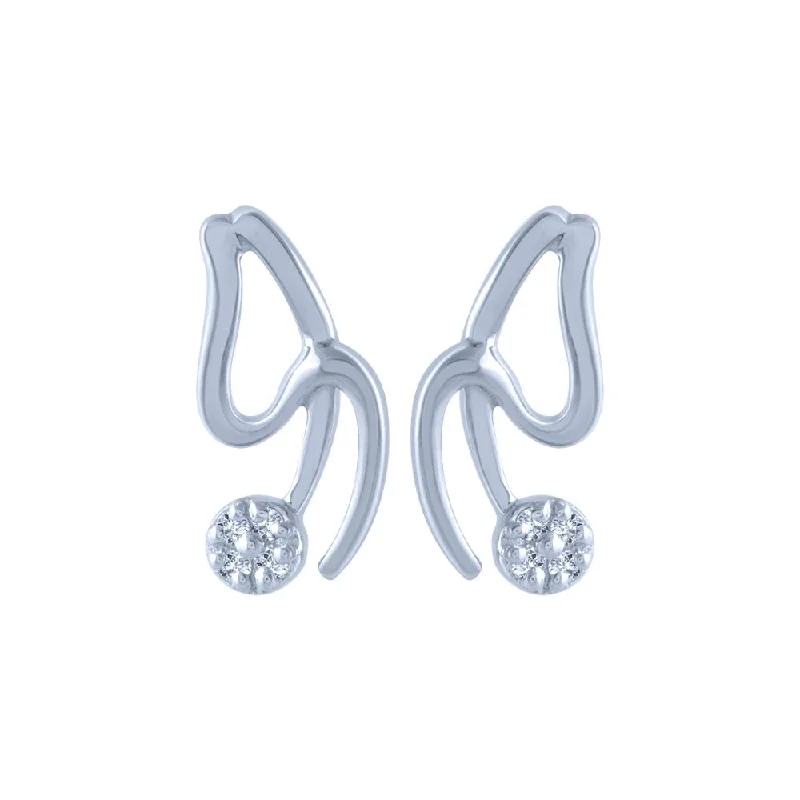 Women’s festive earrings-14k (585) White Gold And Diamond Stud Earrings For Women