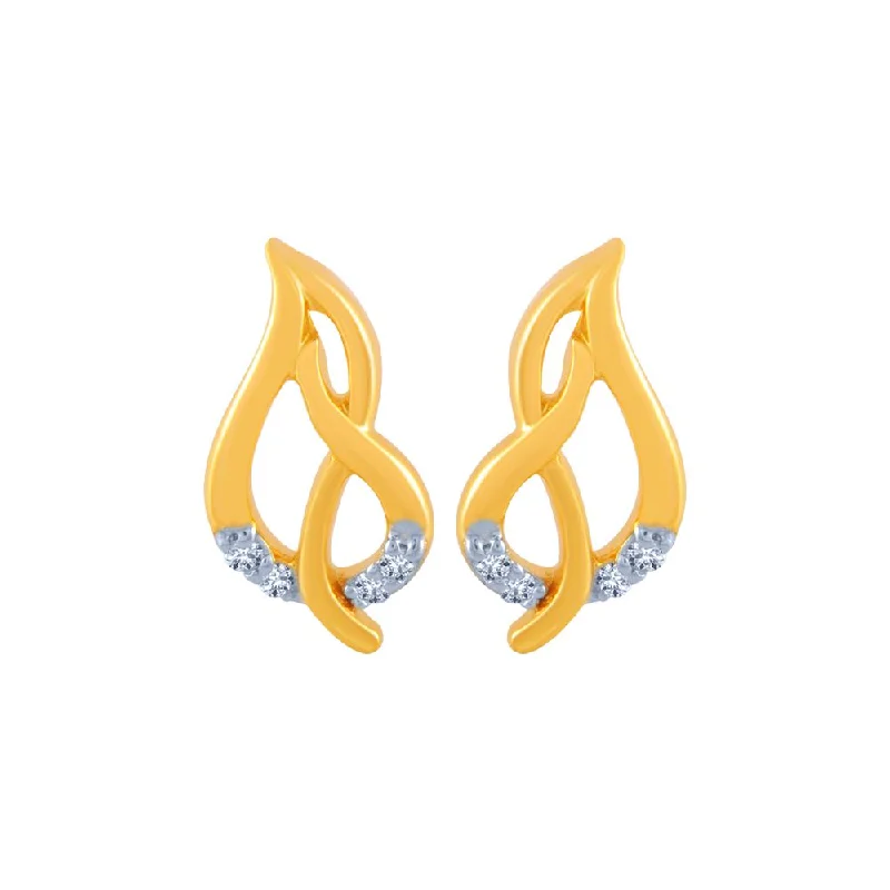 Women’s hoop earrings-14k (585) Yellow Gold And Diamond Stud Earrings For Women