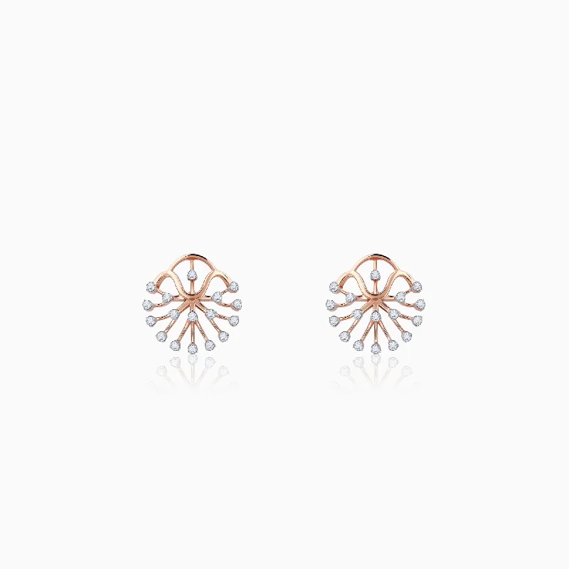 Women’s celestial earrings-Rose Gold Zephyra Diamond Earrings