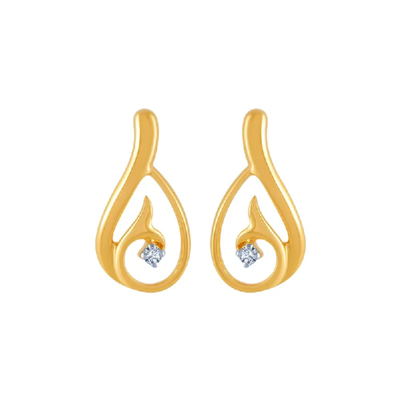 Women’s trendy earrings-14k (585) Yellow Gold And Diamond Stud Earrings For Women