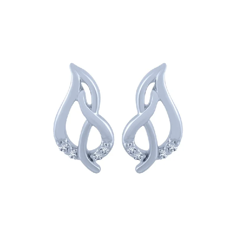 Women’s drop earrings-14k (585) White Gold And Diamond Stud Earrings For Women