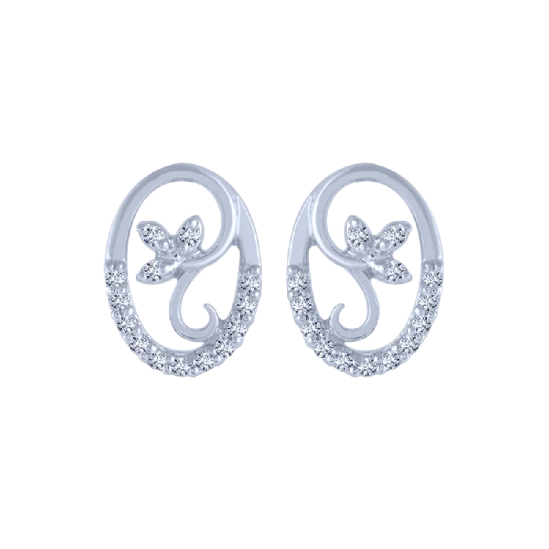 Women’s adjustable earrings-14KT (585) White Gold And Diamond Stud Earrings For Women