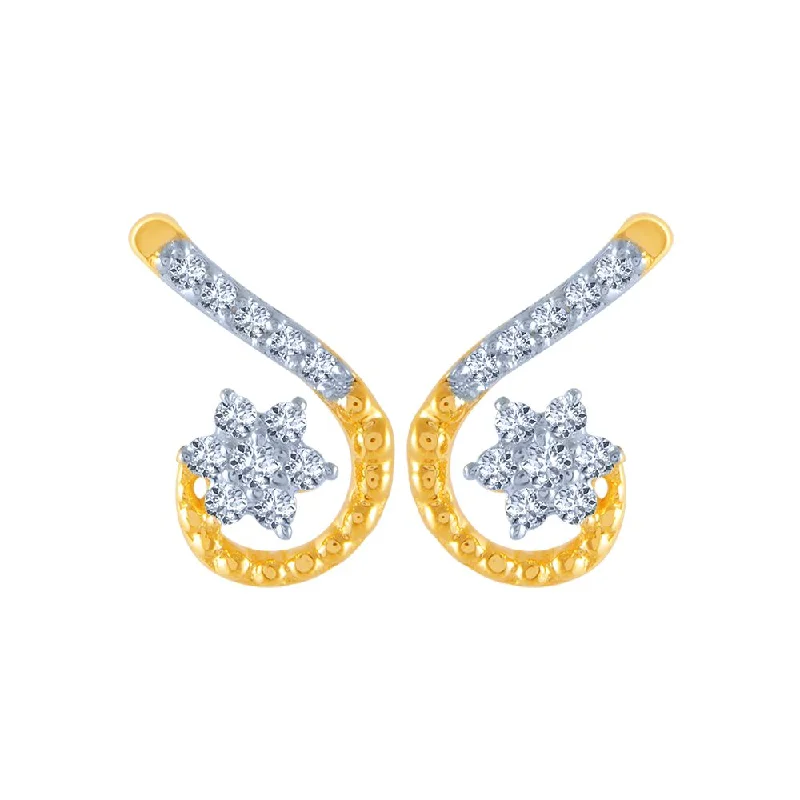 Women’s turquoise stud earrings-14k (585) Yellow Gold And Diamond Stud Earrings For Women