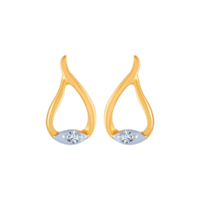 Women’s colorful earrings-14k (585) Yellow Gold And Diamond Stud Earrings For Women