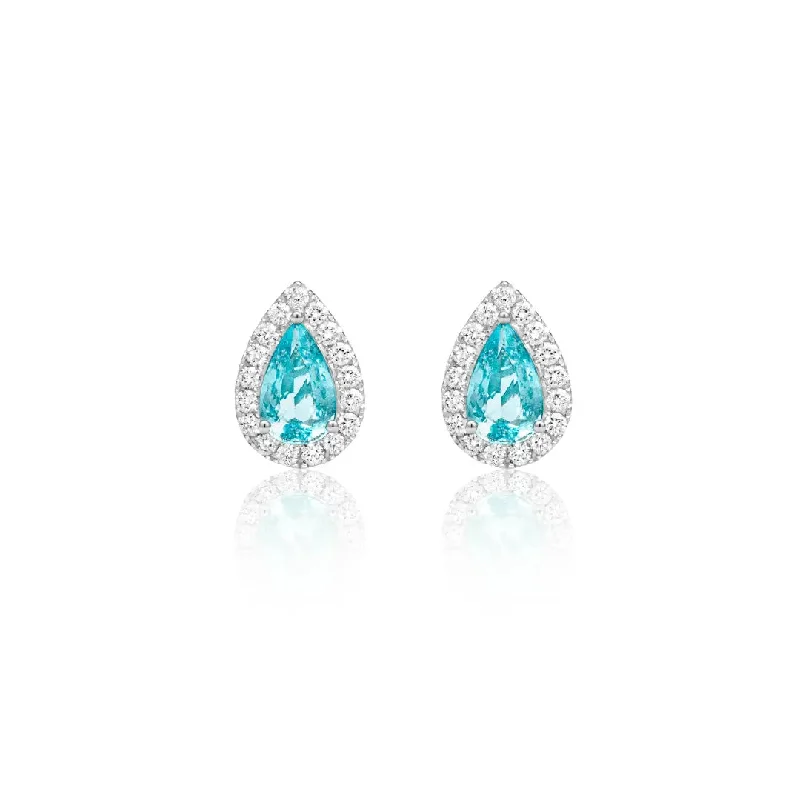 Women’s tassel earrings-Paraiba Tourmaline Pear Stud Earrings