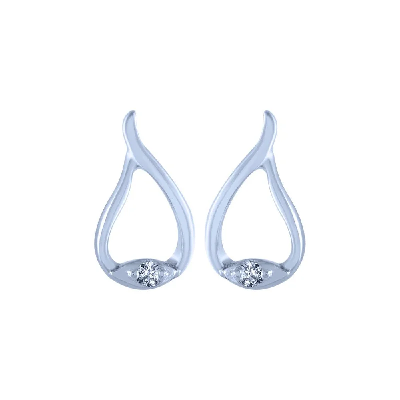 Women’s chandelier earrings-14k (585) White Gold And Diamond Stud Earrings For Women