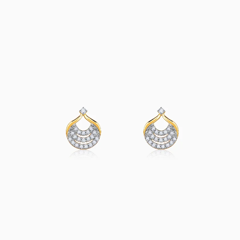 Women’s hoop and stud earrings-Gold Moonbeam Diamond Earrings