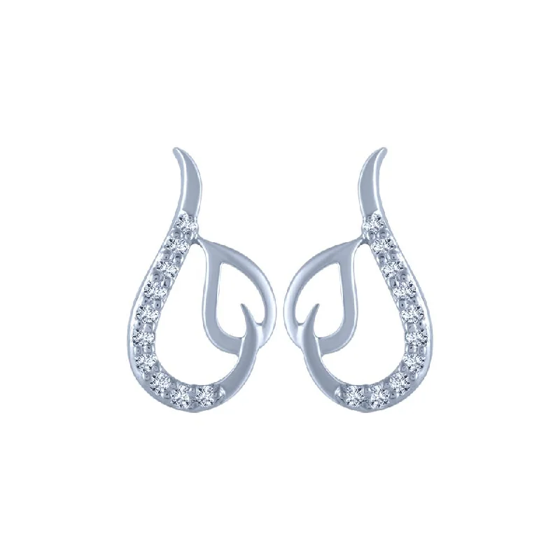 Women’s ear cuffs-14k (585) White Gold And Diamond Stud Earrings For Women