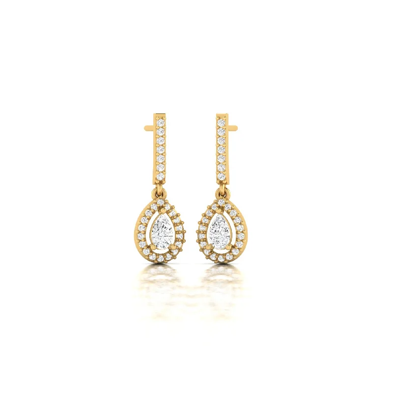 Women’s cute earrings-Pear Diamond Dangle Earrings