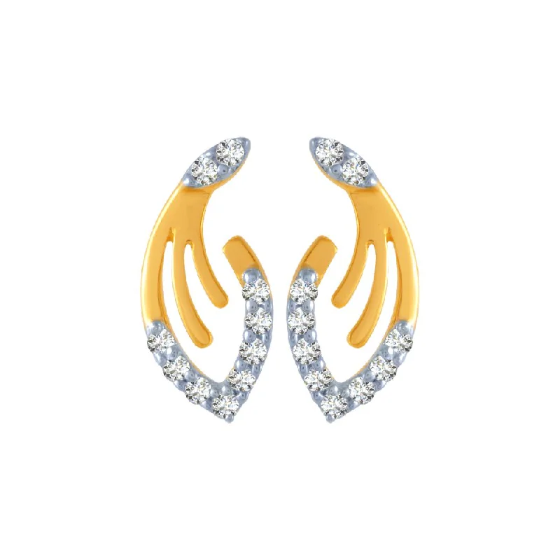 Women’s sterling silver earrings-14k (585) Yellow Gold And Diamond Stud Earrings For Women