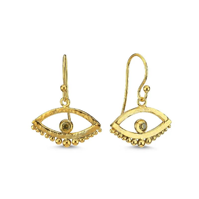 Women’s silver drop earrings-Golden Eye Earring