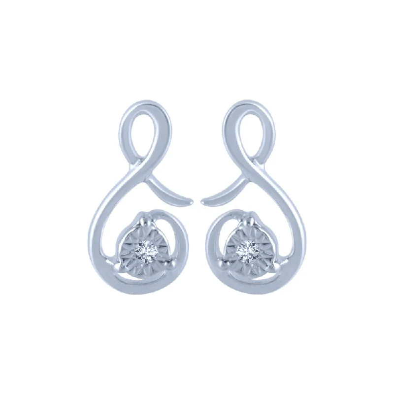 Women’s gold-plated earrings-14k (585) White Gold And Diamond Stud Earrings For Women