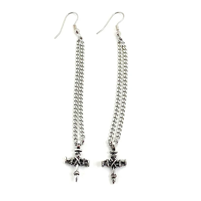 Women’s evening earrings-Earrings Penny Nail Cross On French Wire