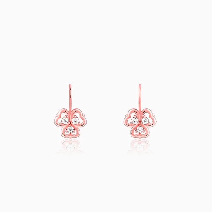 Women’s square earrings-Anushka Sharma Rose Gold Three Leaf Clover Earrings