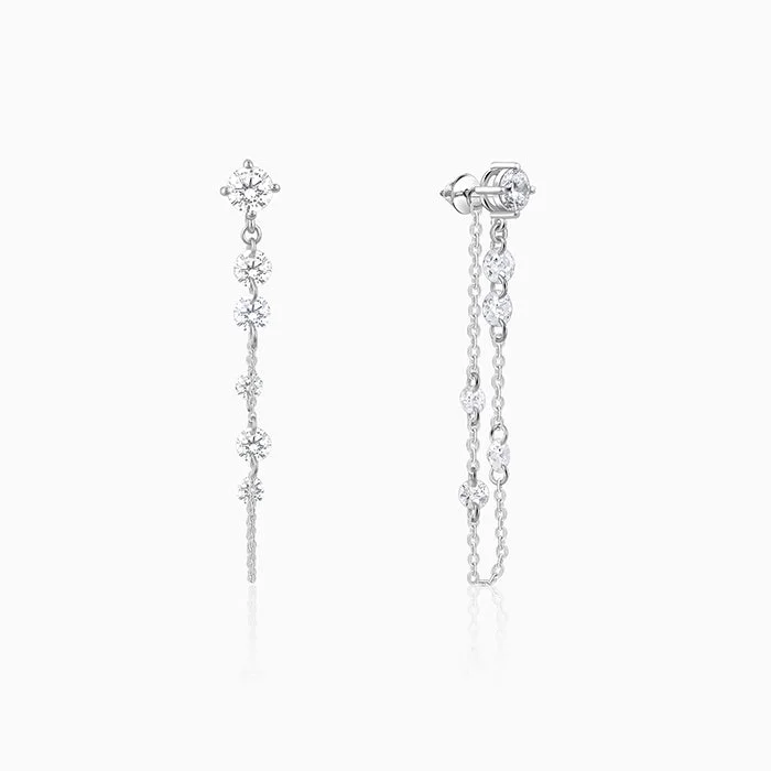 Women’s evening earrings-Silver Luminous Links Earrings