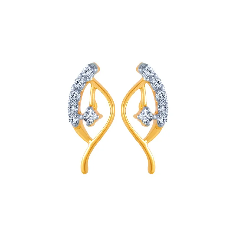 Women’s turquoise earrings-14k (585) Yellow Gold And Diamond Stud Earrings For Women