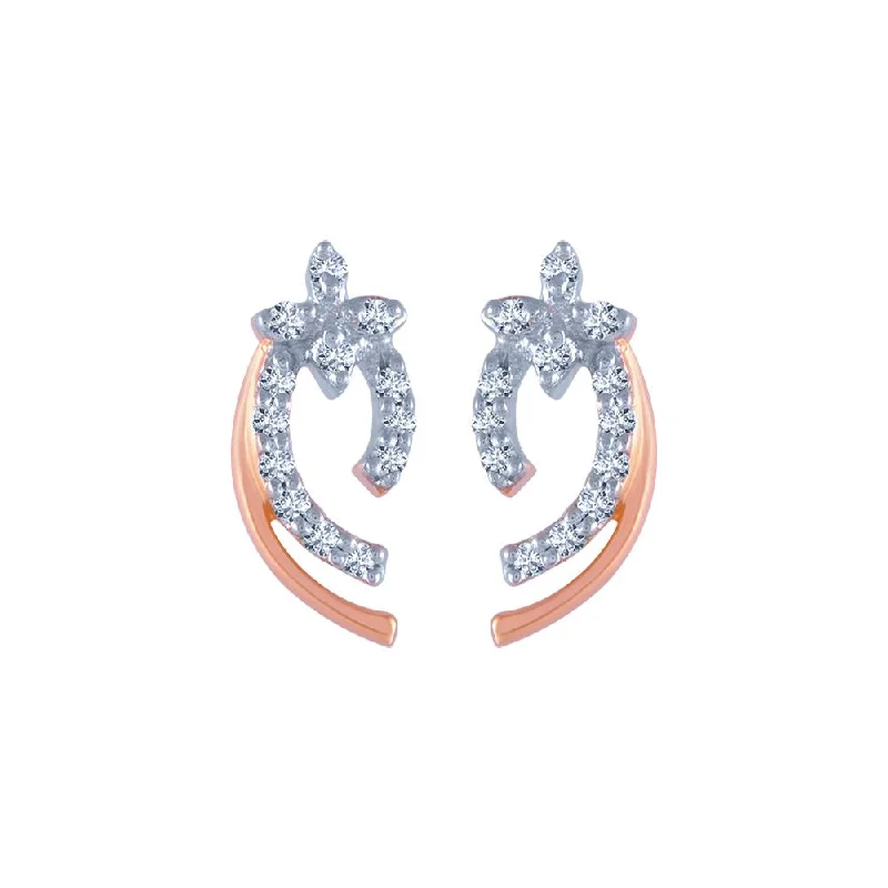 Women’s hoop and stud earrings-14k (585) Rose Gold And Diamond Stud Earrings For Women