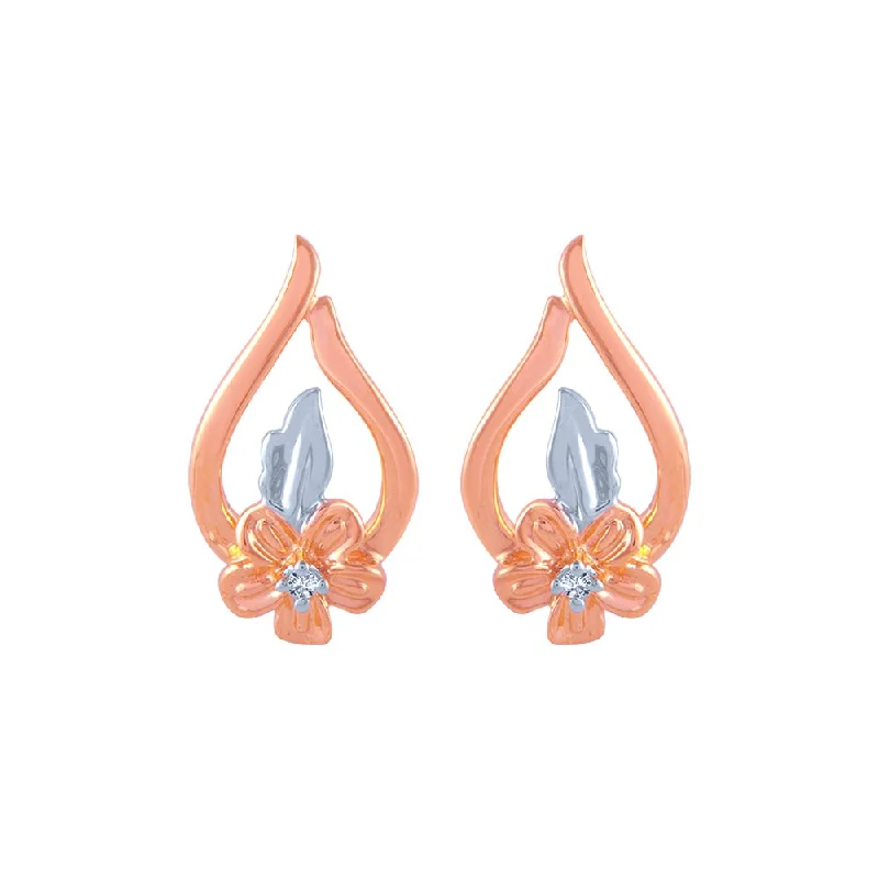 Women’s heart-shaped earrings-14k (585) Rose Gold And Diamond Stud Earrings For Women