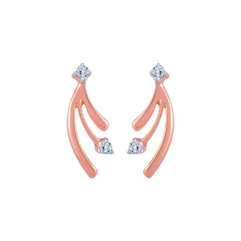 Women’s bold earrings-14k (585) Rose Gold And Diamond Stud Earrings For Women