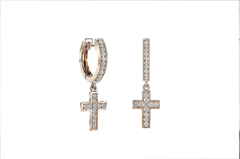 Women’s large stud earrings-0.55 ctw Diamond Cross Hoop Earrings