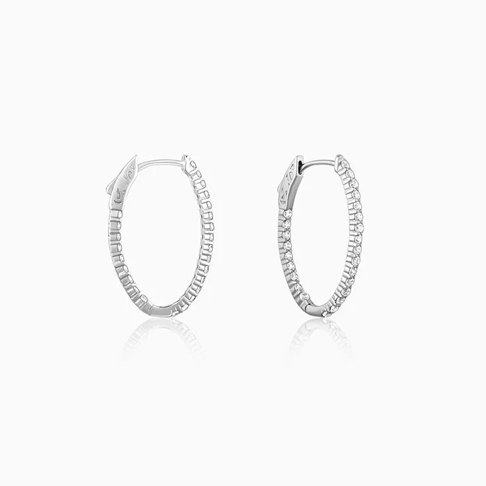 Women’s designer earrings-Silver Enchanted Eve Oval Hoops