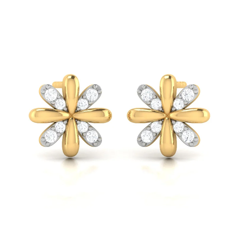 Women’s minimalist earrings-Regal Diamond Flower Studs