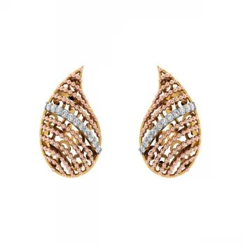 Women’s drop earrings-14KT (585) Yellow Gold And Diamond Earrings For Women